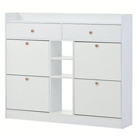 Stylish 4-Drawer Shoe Cabinet Multifunctional 2-Tier Organizer Free Standing for Entryway Storage