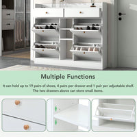 Stylish 4-Drawer Shoe Cabinet Multifunctional 2-Tier Organizer Free Standing for Entryway Storage