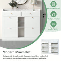 Stylish 4-Drawer Shoe Cabinet Multifunctional 2-Tier Organizer Free Standing for Entryway Storage