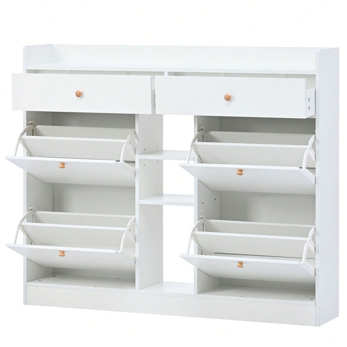 Stylish 4-Drawer Shoe Cabinet Multifunctional 2-Tier Organizer Free Standing for Entryway Storage