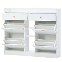 Stylish 4-Drawer Shoe Cabinet Multifunctional 2-Tier Organizer Free Standing for Entryway Storage