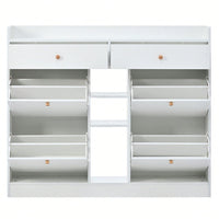 Stylish 4-Drawer Shoe Cabinet Multifunctional 2-Tier Organizer Free Standing for Entryway Storage