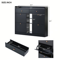 Stylish 4-Drawer Shoe Cabinet Multifunctional 2-Tier Organizer Free Standing for Entryway Storage