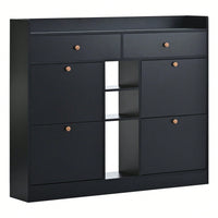 Stylish 4-Drawer Shoe Cabinet Multifunctional 2-Tier Organizer Free Standing for Entryway Storage