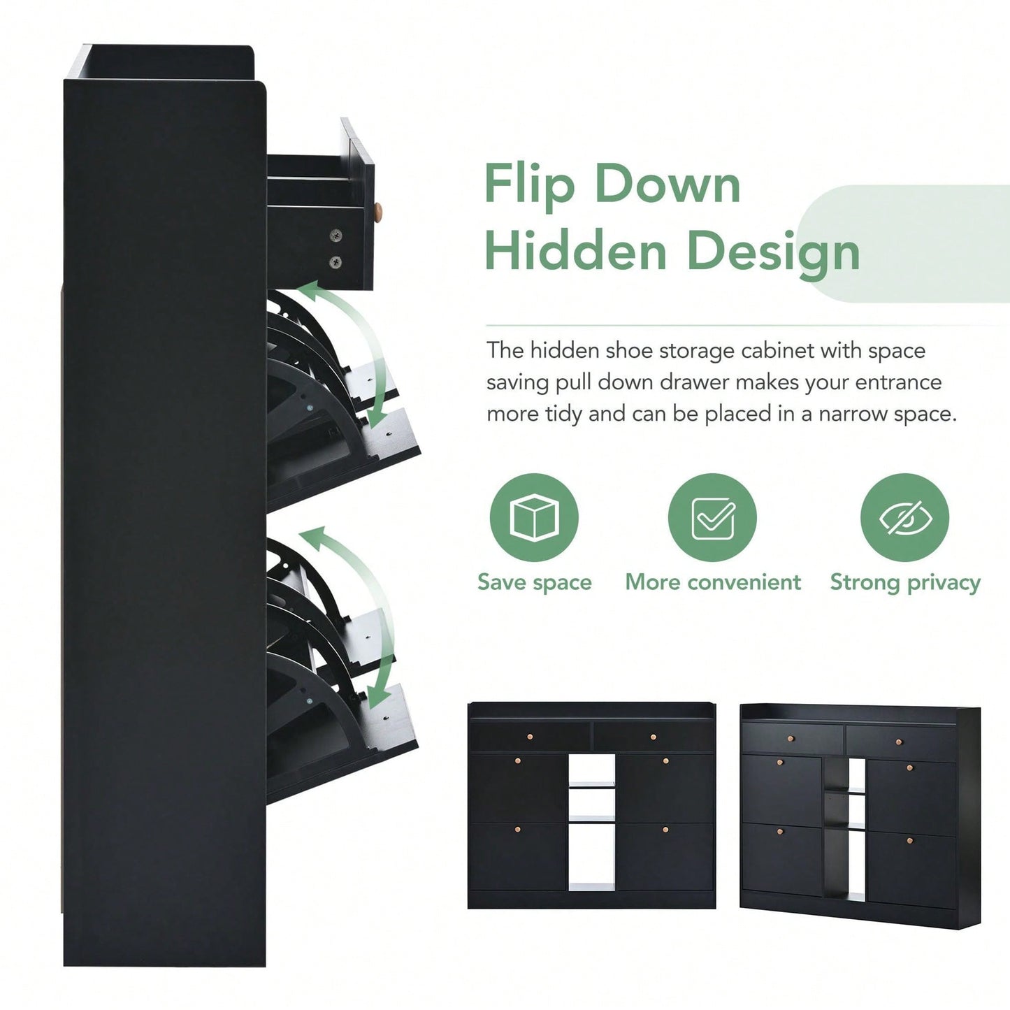 Stylish 4-Drawer Shoe Cabinet Multifunctional 2-Tier Organizer Free Standing for Entryway Storage