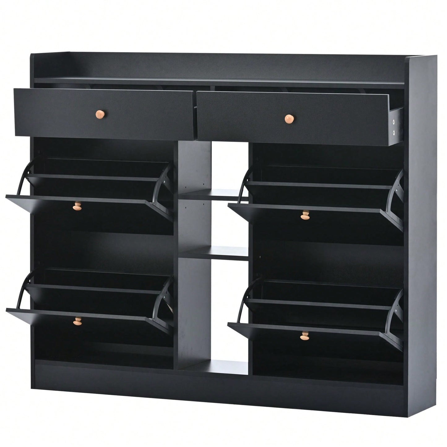 Stylish 4-Drawer Shoe Cabinet Multifunctional 2-Tier Organizer Free Standing for Entryway Storage