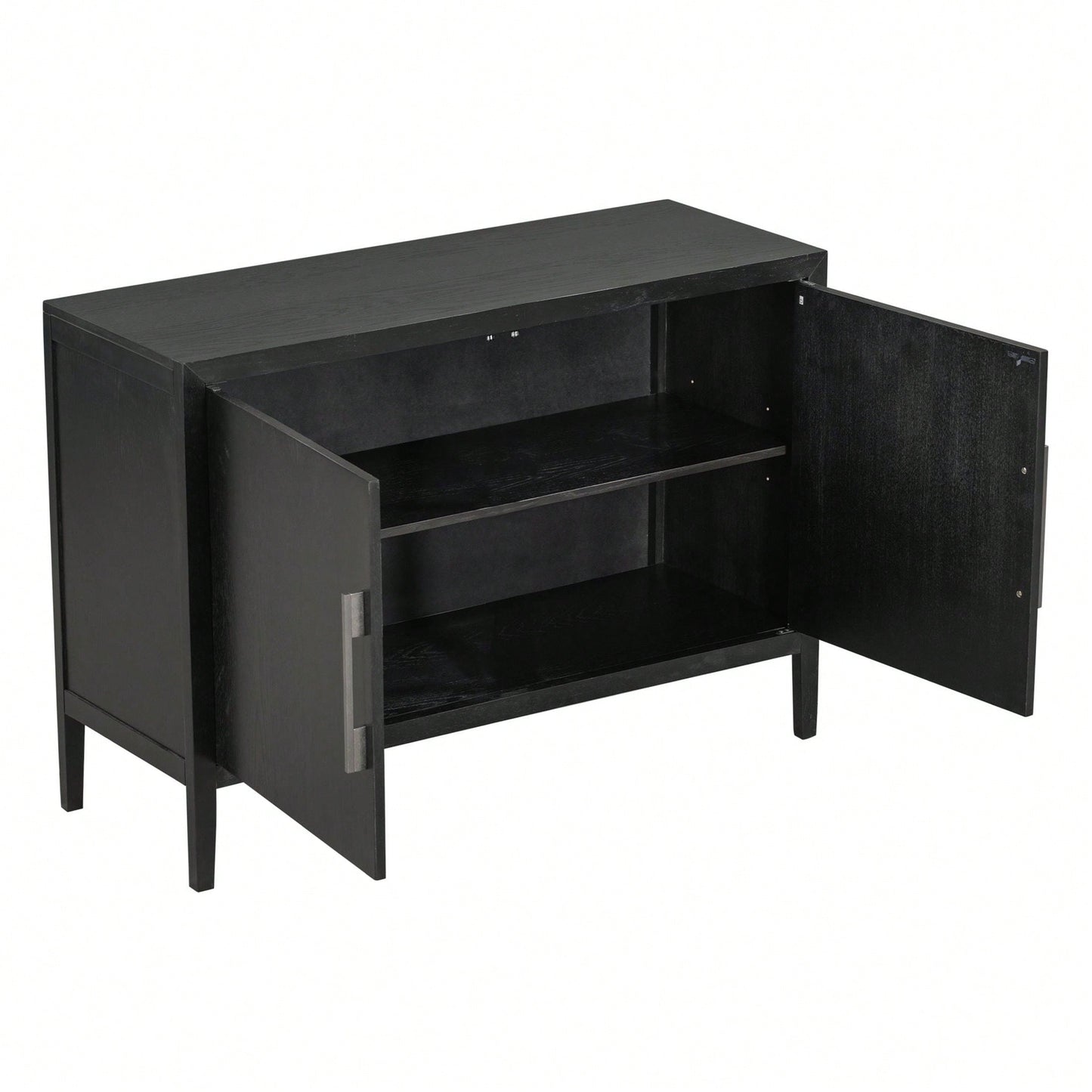 Storage Cabinet Sideboard, Wooden Cabinet With 2 Metal Handles And 2 Doors For Hallway, Entryway, Living Room, Bedroom