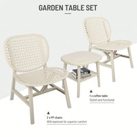 Hollow Design Outdoor Bistro Set with Lounge Chairs and Coffee Table for Garden Balcony All Weather Use