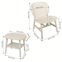 Hollow Design Outdoor Bistro Set with Lounge Chairs and Coffee Table for Garden Balcony All Weather Use