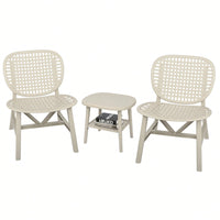 Hollow Design Outdoor Bistro Set with Lounge Chairs and Coffee Table for Garden Balcony All Weather Use