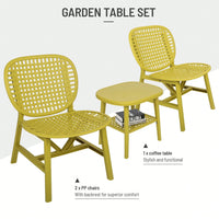 Hollow Design Outdoor Bistro Set with Lounge Chairs and Coffee Table for Garden Balcony All Weather Use