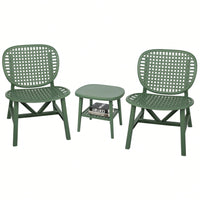 Hollow Design Outdoor Bistro Set with Lounge Chairs and Coffee Table for Garden Balcony All Weather Use