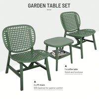 Hollow Design Outdoor Bistro Set with Lounge Chairs and Coffee Table for Garden Balcony All Weather Use