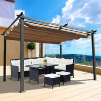 13x10 Ft Outdoor Patio Retractable Pergola With Canopy Sunshelter For Gardens,Terraces,Backyard