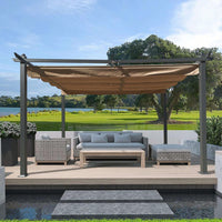 13x10 Ft Outdoor Patio Retractable Pergola With Canopy Sunshelter For Gardens,Terraces,Backyard