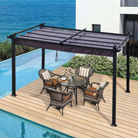 13x10 Ft Outdoor Patio Retractable Pergola With Canopy Sunshelter For Gardens,Terraces,Backyard