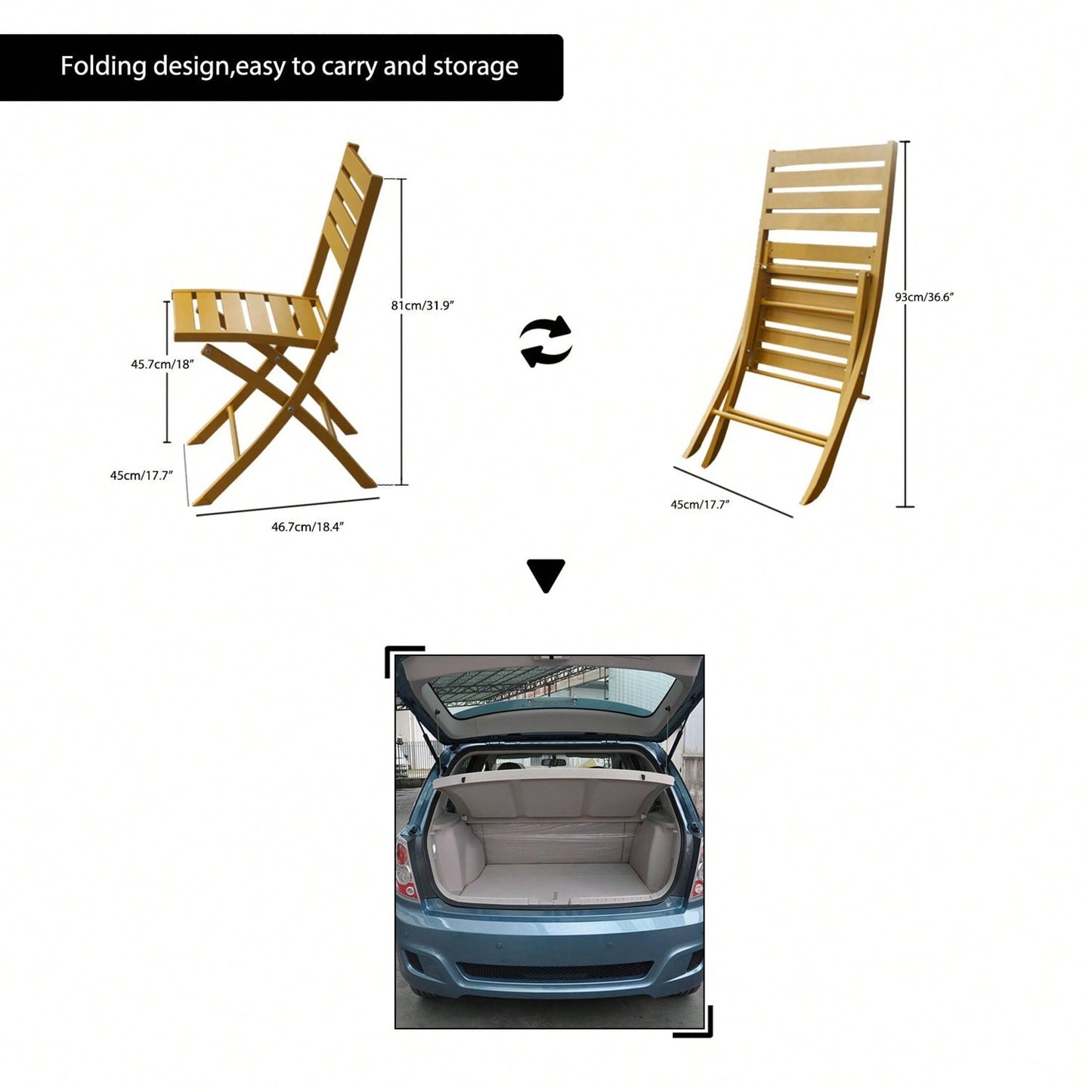 Outdoor Folding Chairs, Aluminum Patio Dining Chair, Weather-Resistant Lawn Chair