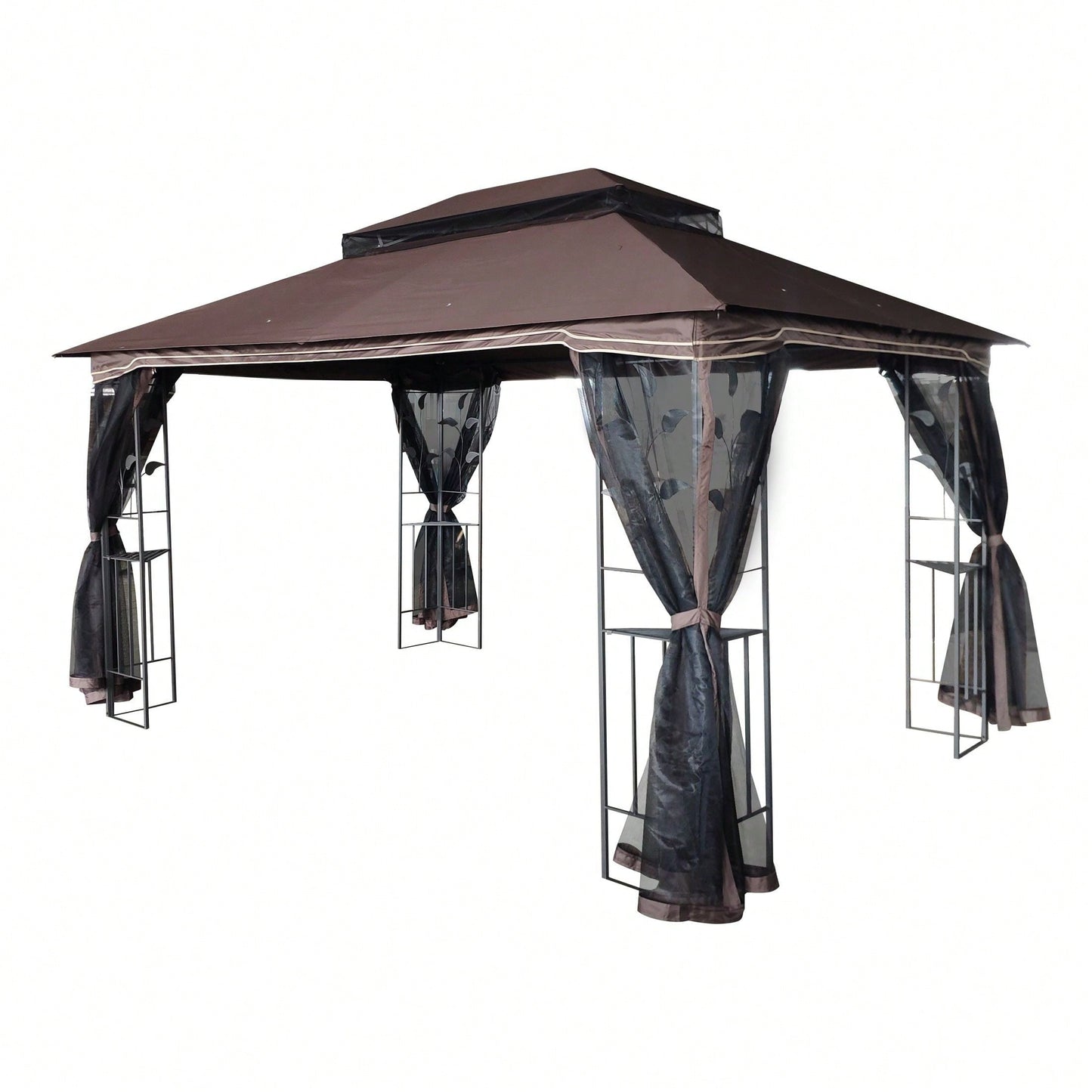 13x10 Ft Outdoor Patio Gazebo Canopy Tent with Ventilated Double Roof and Detachable Mosquito Net for Lawn Garden and Backyard Use