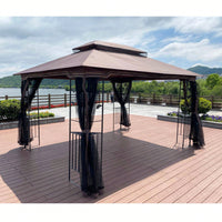 13x10 Ft Outdoor Patio Gazebo Canopy Tent with Ventilated Double Roof and Detachable Mosquito Net for Lawn Garden and Backyard Use