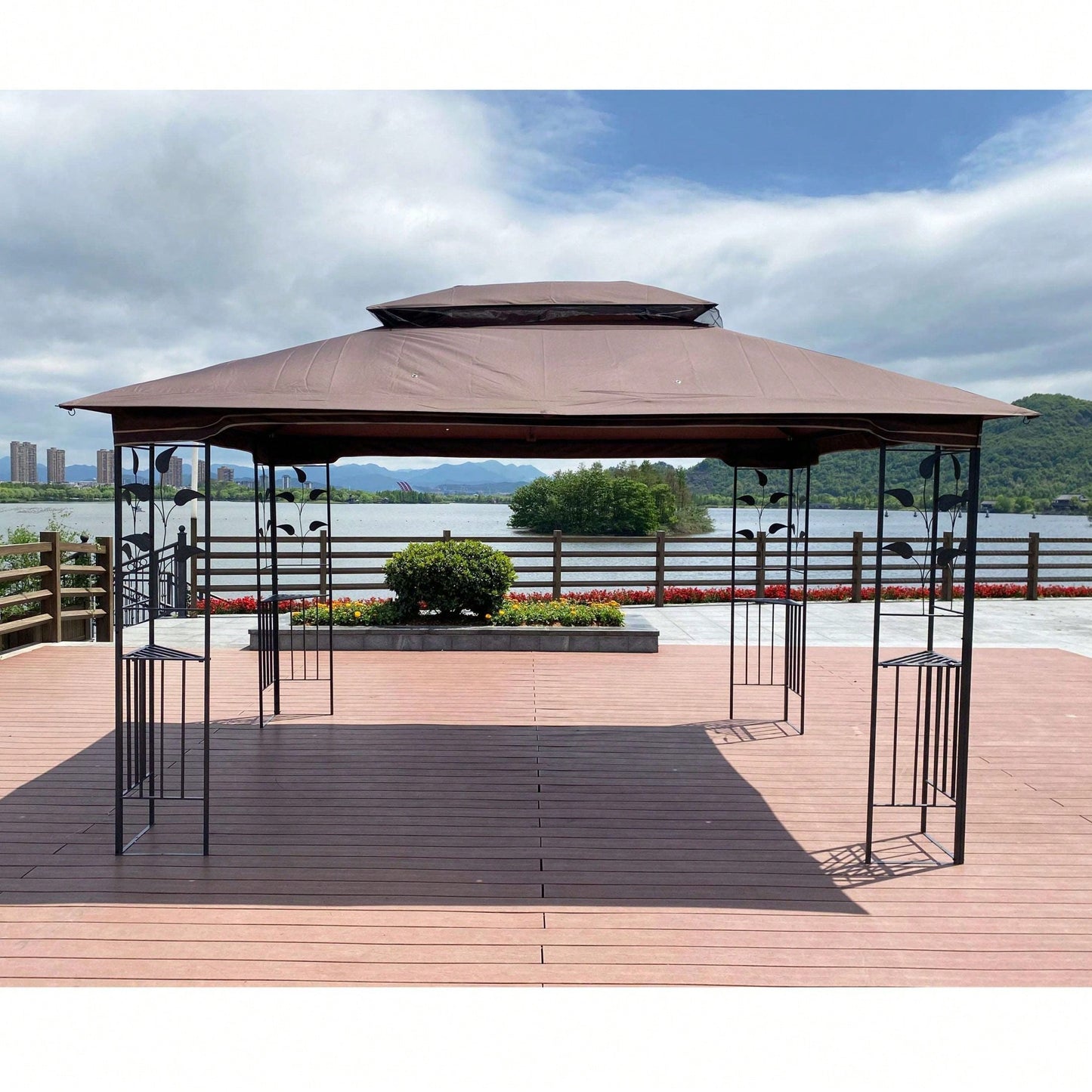 13x10 Ft Outdoor Patio Gazebo Canopy Tent with Ventilated Double Roof and Detachable Mosquito Net for Lawn Garden and Backyard Use