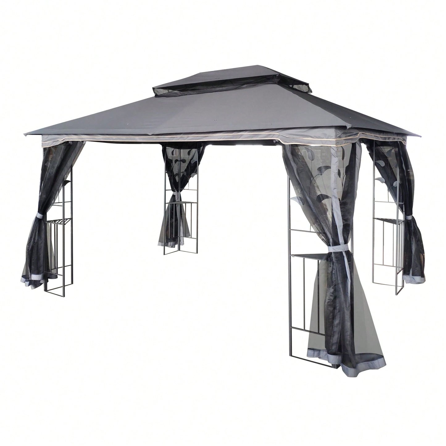 13x10 Ft Outdoor Patio Gazebo Canopy Tent with Ventilated Double Roof and Detachable Mosquito Net for Lawn Garden and Backyard Use