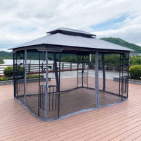 13x10 Ft Outdoor Patio Gazebo Canopy Tent with Ventilated Double Roof and Detachable Mosquito Net for Lawn Garden and Backyard Use