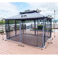 13x10 Ft Outdoor Patio Gazebo Canopy Tent with Ventilated Double Roof and Detachable Mosquito Net for Lawn Garden and Backyard Use