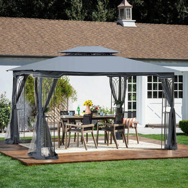 13x10 Ft Outdoor Patio Gazebo Canopy Tent with Ventilated Double Roof and Detachable Mosquito Net for Lawn Garden and Backyard Use