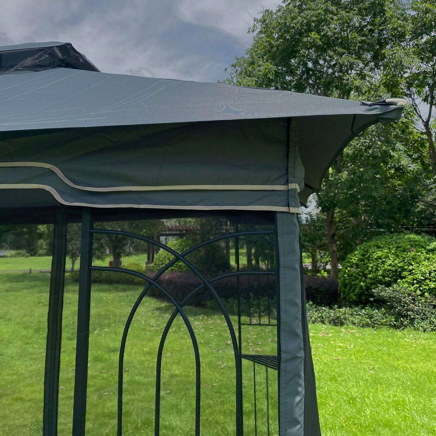 13x10 Ft Outdoor Patio Gazebo Canopy Tent with Ventilated Double Roof and Detachable Mosquito Net for Lawn Garden and Backyard Use