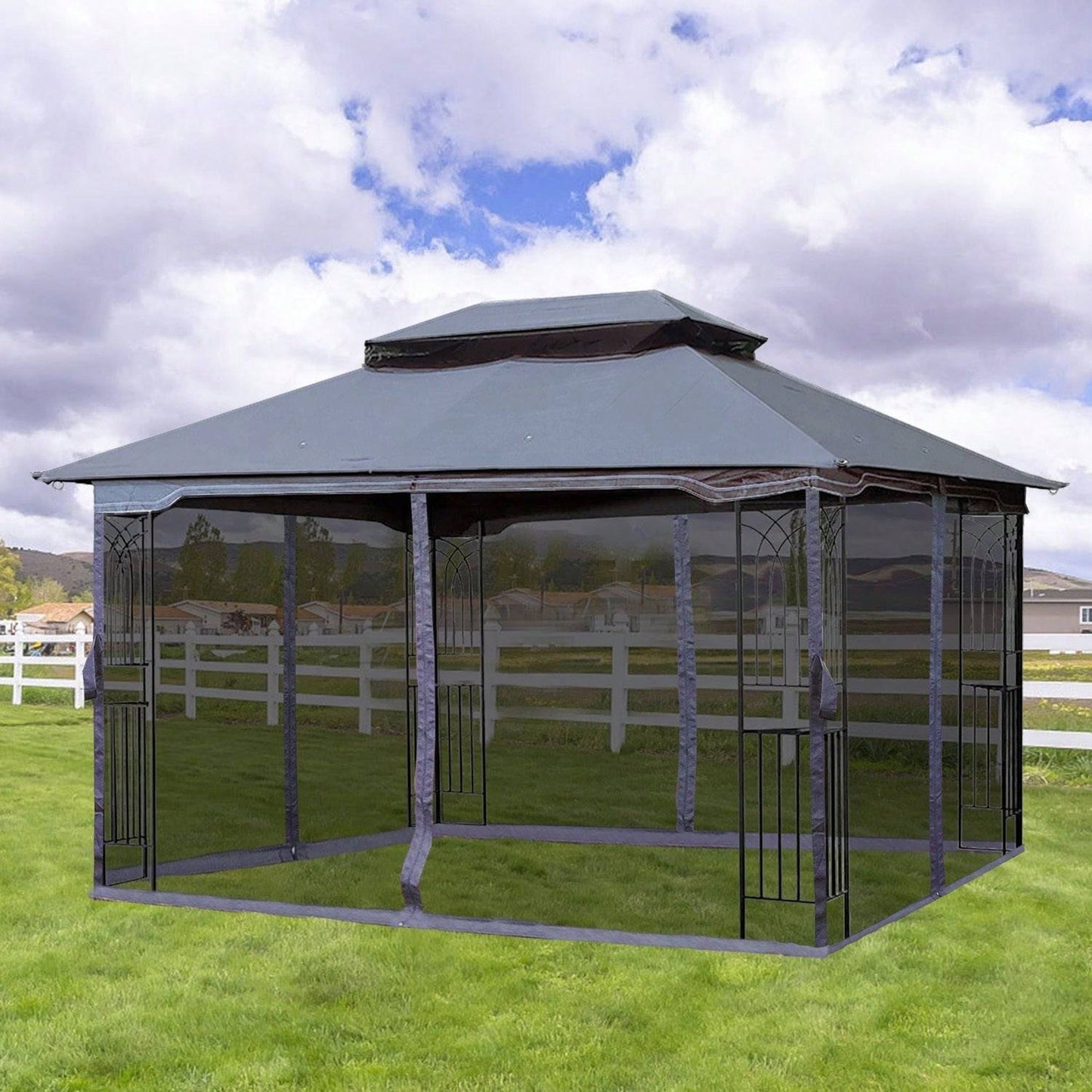 13x10 Ft Outdoor Patio Gazebo Canopy Tent with Ventilated Double Roof and Detachable Mosquito Net for Lawn Garden and Backyard Use