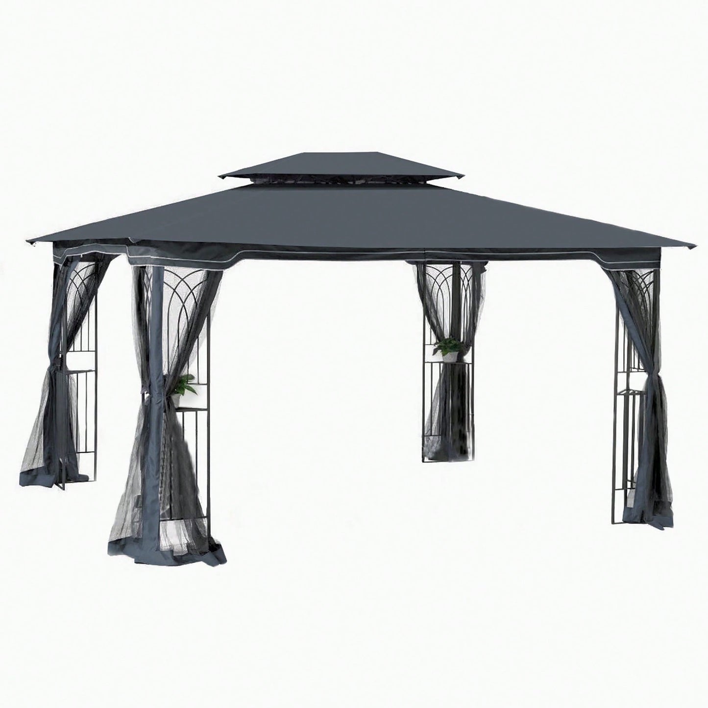 13x10 Ft Outdoor Patio Gazebo Canopy Tent with Ventilated Double Roof and Detachable Mosquito Net for Lawn Garden and Backyard Use