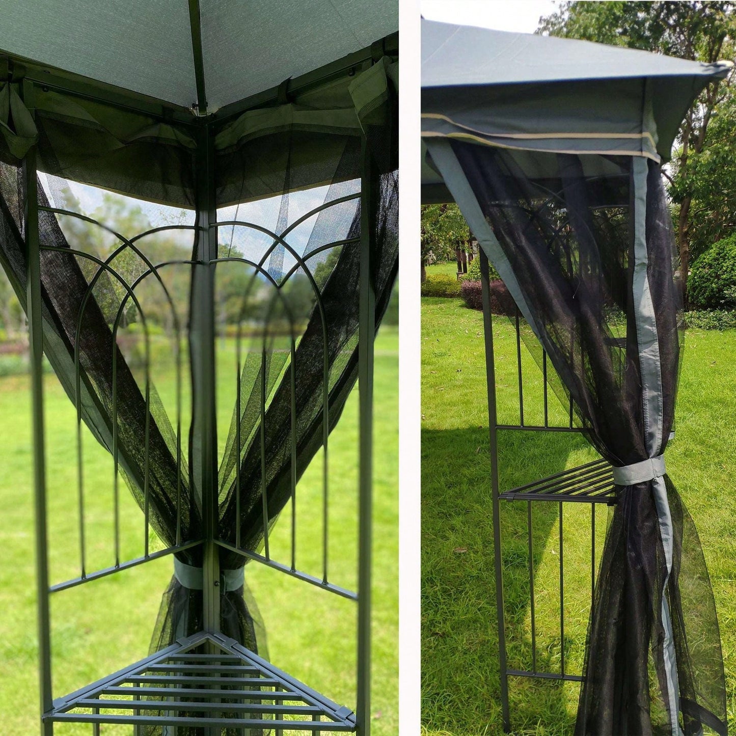 13x10 Ft Outdoor Patio Gazebo Canopy Tent with Ventilated Double Roof and Detachable Mosquito Net for Lawn Garden and Backyard Use