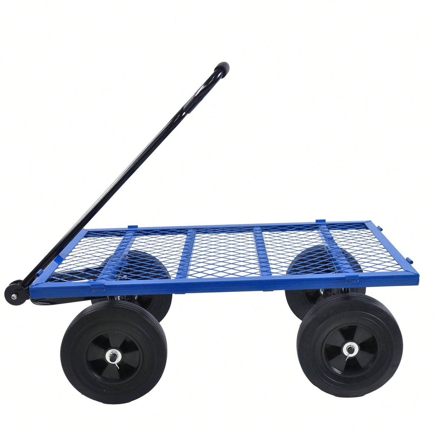 550 Lbs Heavy Duty Foldable Wagon Cart, Sturdy Steel Frame With 10" Solid Tires, Utility Wagon For Garden, Lawn, Farm, Home, Camping, Beach