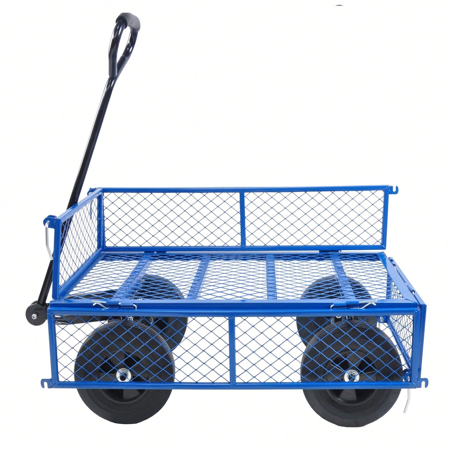 550 Lbs Heavy Duty Foldable Wagon Cart, Sturdy Steel Frame With 10" Solid Tires, Utility Wagon For Garden, Lawn, Farm, Home, Camping, Beach