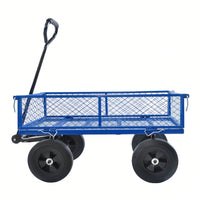 550 Lbs Heavy Duty Foldable Wagon Cart, Sturdy Steel Frame With 10" Solid Tires, Utility Wagon For Garden, Lawn, Farm, Home, Camping, Beach