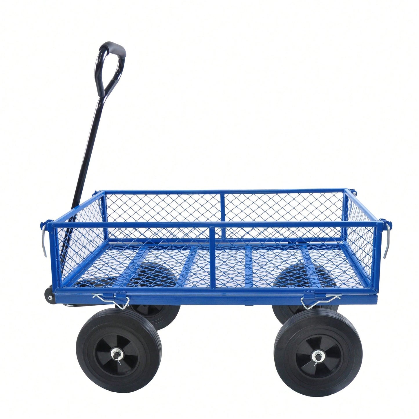 550 Lbs Heavy Duty Foldable Wagon Cart, Sturdy Steel Frame With 10" Solid Tires, Utility Wagon For Garden, Lawn, Farm, Home, Camping, Beach