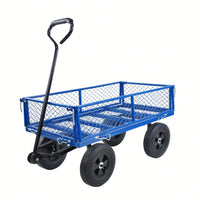 550 Lbs Heavy Duty Foldable Wagon Cart, Sturdy Steel Frame With 10" Solid Tires, Utility Wagon For Garden, Lawn, Farm, Home, Camping, Beach