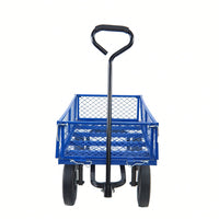 550 Lbs Heavy Duty Foldable Wagon Cart, Sturdy Steel Frame With 10" Solid Tires, Utility Wagon For Garden, Lawn, Farm, Home, Camping, Beach