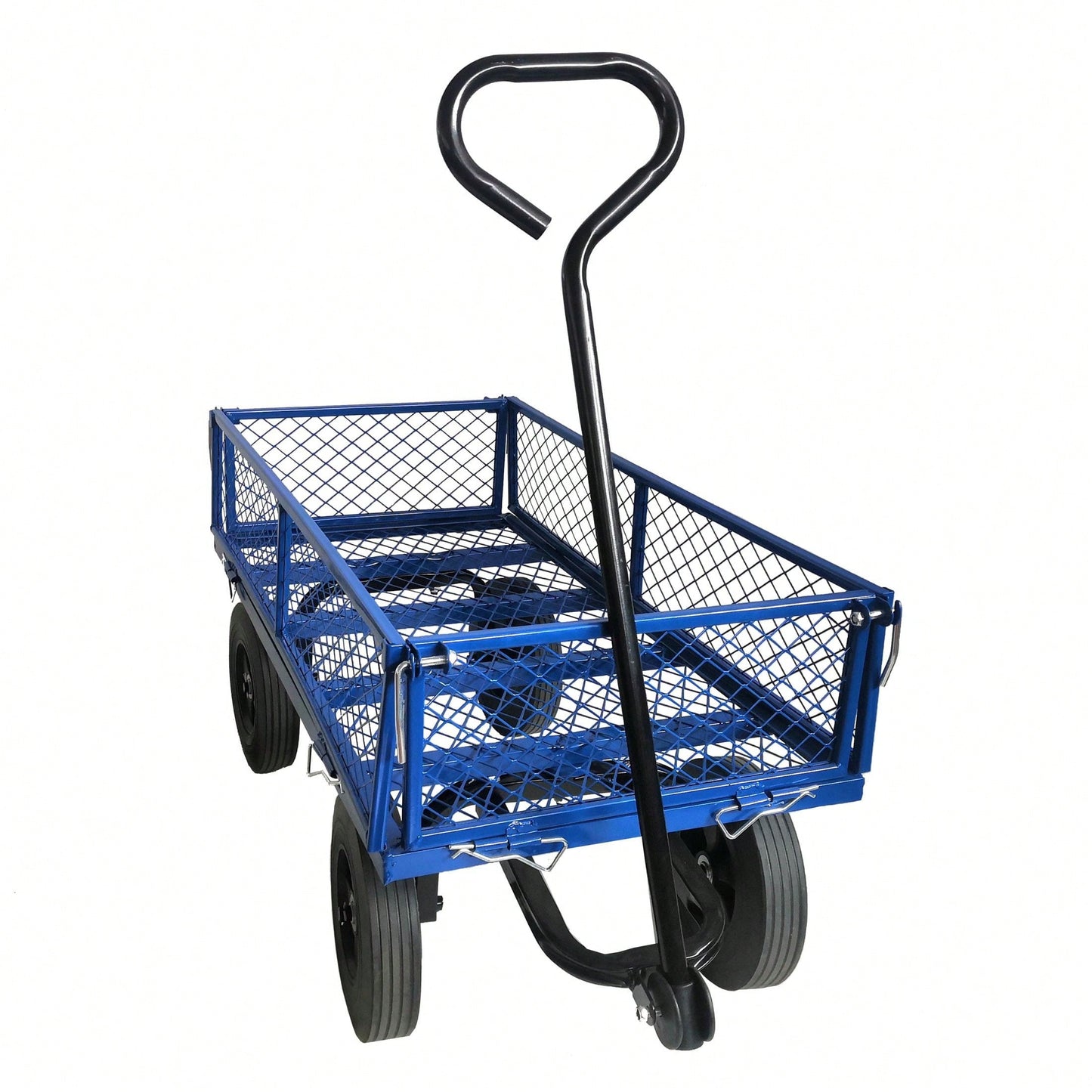 550 Lbs Heavy Duty Foldable Wagon Cart, Sturdy Steel Frame With 10" Solid Tires, Utility Wagon For Garden, Lawn, Farm, Home, Camping, Beach