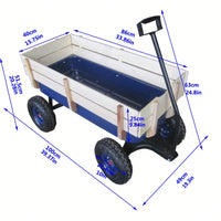 All Terrain Pulling Wagon W/Wood Railing Air Tires Children Kid Garden