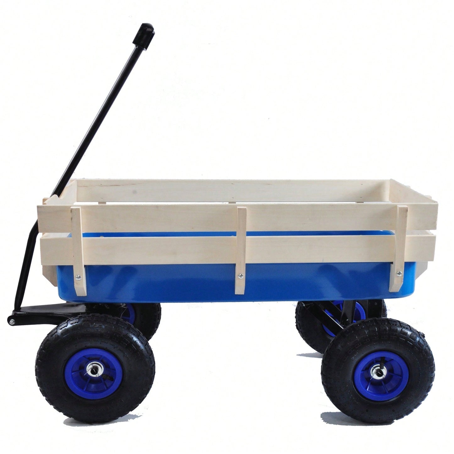 All Terrain Pulling Wagon W/Wood Railing Air Tires Children Kid Garden