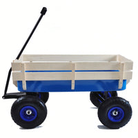 All Terrain Pulling Wagon W/Wood Railing Air Tires Children Kid Garden