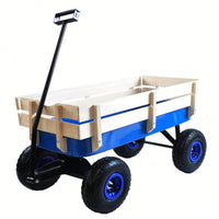 All Terrain Pulling Wagon W/Wood Railing Air Tires Children Kid Garden