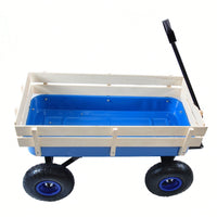 All Terrain Pulling Wagon W/Wood Railing Air Tires Children Kid Garden