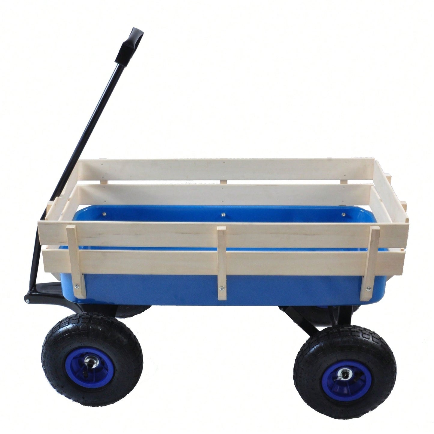 All Terrain Pulling Wagon W/Wood Railing Air Tires Children Kid Garden