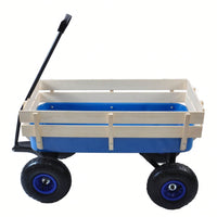All Terrain Pulling Wagon W/Wood Railing Air Tires Children Kid Garden