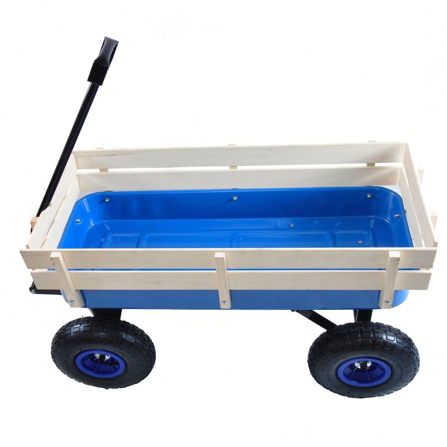 All Terrain Pulling Wagon W/Wood Railing Air Tires Children Kid Garden