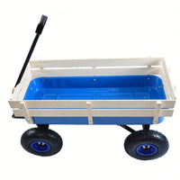 All Terrain Pulling Wagon W/Wood Railing Air Tires Children Kid Garden