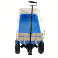 All Terrain Pulling Wagon W/Wood Railing Air Tires Children Kid Garden
