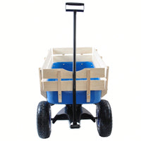 All Terrain Pulling Wagon W/Wood Railing Air Tires Children Kid Garden